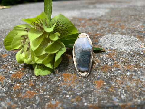 Purple Moss Agate Coffin Ring